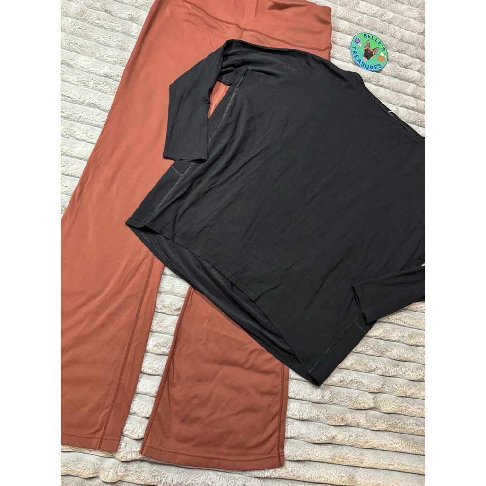 Lululemon 12 Groove High Rise Flared Pant Copper Nulu & Back In Action Black Top